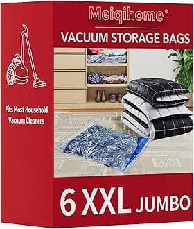 MEIQIHOME Vacuum Storage Bags, Space Saver Sealer Bags,Vacuum seal bags for clothing, Pillows, Comforters, Blankets, Bedding,Travel,6 XXL
