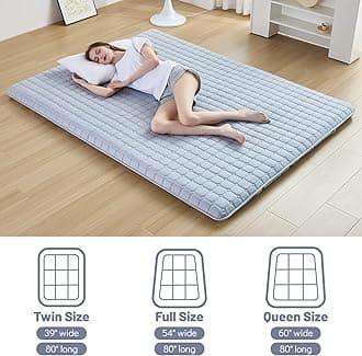 Japanese Floor Mattress Futon Mattress, Anti Slip Floor Futon Mattress Sleeping Mat Foldable Floor Mattress for Camping and Guest