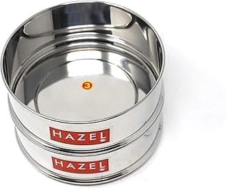 HAZEL Alfa Cooker Container | Cooker Vessel Set For 1150 Ml I Set Of 2 With Glossy Finish Stainless Steel Utensil Set | Rice Cooker Dabbas, Stackable Cooker Separators, Silver, 6 Liter