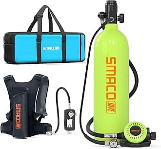 SMACO S700 Plus Mini Scuba Tank 2L Portable Diving Tank Reusable Pony Bottle for Underwater Exploration Lung Air Tank Kit Diving Cylinder for Emergency Rescue Boat Cleaning Backup Air Source
