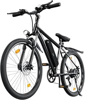 35-Speed Electric Bike for Adults 750W 26" Tire Commuting Electric Mountain Bike 20MPH Range 55+ Miles 374.4Wh Removable Battery Front Fork Suspension Lightweight Electric Bicycle,Black with Fenders