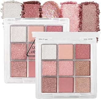 Eyeshadow Palette Colorful 9 Colors Gold Brown Pink White Matte Shimmer Neutral Eyeshadow Powder Palette Highly Pigmented Natural Look Waterproof