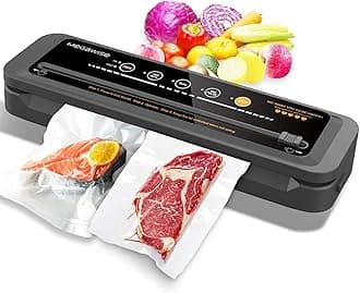 – MegaWise Vacuum Sealer Machine | 80kPa Suction Power| Bags and Cutter Included | Compact One-Touch Automatic Vacuum Sealer with External Vacuum System | Dry Moist Fresh Modes