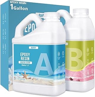OcePor Epoxy Resin-1 Gallon, Crystal Clear Epoxy Resin Kit, No Yellowing No Bubble Art Resins Casting Resin for Art Crafts, Jewelry Making, Wood & Resin Molds(0.5 Gallon x 2)