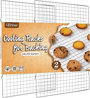 Cooling Rack for Baking 2-Pack, 16x10 Inches Baking Rack, Thick Wire Cookie Rack for Cooking, Roasting, Grilling, Drying, Oven Safe, Fits Half Sheet Pan, Silver