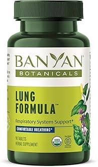 Banyan Botanicals Lung Formula – Organic Respiratory Support for Lung Health – Plant-Based Blend with Licorice, Tulsi Leaf, and Other Lung Health Herbs – 90 Tablets – Non GMO Fair for Life Vegan