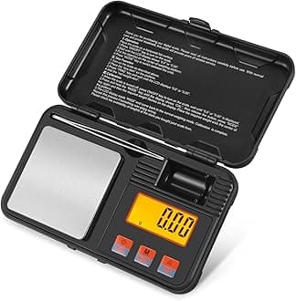 Flexzion Digital Scale Pocket Size Precision Gram Scale 200g / 0.01g, Travel Portable Mini Kitchen Food Ounces Carats/w Tweezers, LCD Light, 50 g Calibration Weight, 6 Units, Tare, Stainless Steel