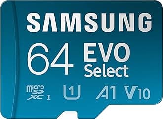 Samsung EVO Select microSD Memory Card + Adapter, 64GB microSDXC, Up to 160 MB/s, UHS I, C10, U1, V10, A1, for Mobile Phone, Smartphones, Nintendo-Switch, and Tablets (MB-ME64SA/AM)