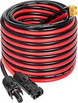 Solar to XT60 Extension Cable 10AWG 30FT Solar Connector to XT60 Adapter Cable for Solar Panel to Portable Power Station Solar Generator Battery Pack