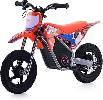 Electric Dirt Bike for Boys Girls Ages 3-6, 150W High Racing Competition Grade Motorcycle, Up to 8MPH 2 Speed Settings Balance Bike, 12IN Off-Road Tires & Advanced Shock Absorption, Orange