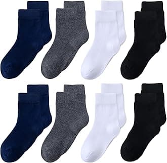 Girls Seamless Socks Crew Dress Socks Kids White School Cotton Soft Socks