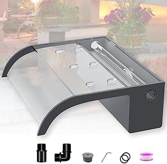 Pond Waterfall Blade Kit, 30cm Acrylic Pool Fountain with Accessories, Width 18cm Curved Outlet Spillway for Garden Patio Pond Decoration