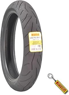 Pirelli Diablo Rosso II 120/70 ZR 17 M/C (58W) TL (K) Front Motorcycle Tire - High Performance, Durable, and Reliable: Sport Performance for Road Use with Keychain
