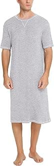 Men's Nightshirt Short Sleeve Nightgown Soft Loose Sleepwear Lightweight Nightwear Comfy Henley Sleep Shirt S-XXL