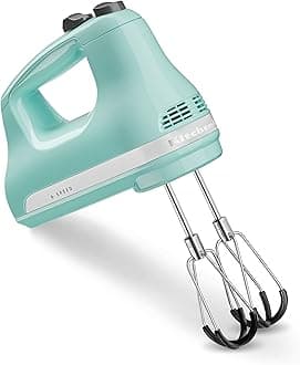 KitchenAid 6 Speed Hand Mixer with Flex Edge Beaters - KHM6118, Ice Blue
