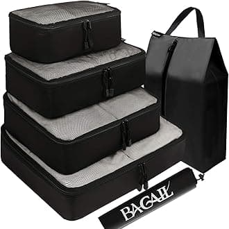 BAGAIL4 Set Packing Cubes,Travel Luggage Packing Organizers with Toiletry Bag Black