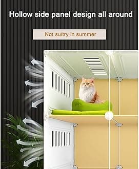 FLQYJJDP Indoor 2/3-Tier Cat Cage, Transparent Cat Villa, Portable Cat Enclosure, Closed Cat Litter Box, Detachable, Freedom Space(71x46.5x71cm)
