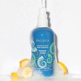 Pacifica Banana Cream Beachy Texture Foam Shampoo – Texturizing Foaming Shampoo for Beachy Waves, Adds Volume & Tousled Look, Sulfate-Free Deep Clean Beauty Vegan & Cruelty-Free Dermatologist Tested