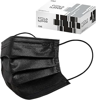 - CSD Colo 30 Pcs Black Disposable Face Masks, 3 Ply Adult Mask with Elastic Ear Loop, Nose Bridge Clip, Breathable Comfortable Mask Great for Indoor, Outdoors Use (Cool Black)