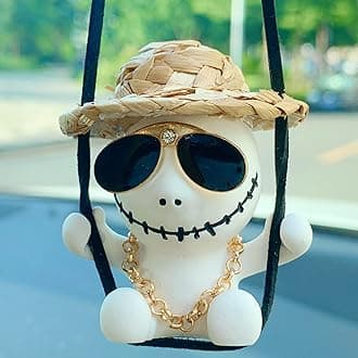Car Mirror Hanging Accessories, Swinging Skull Car Accessories for Men/Women, Car Decor Cute Car Accessories Rear View Mirror Accessories Halloween Car Decorations, Small Gifts