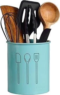 - Alloy Steel Spatula & Ladle Stand - Aqua Color, 15.2 x 12.7 x 15.2 cm