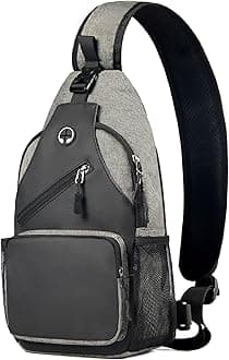 Sling Bag Cross Body Backpack Chest Bag Travel Hiking Daypack (Black Grey)