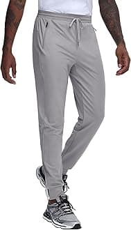 JWM Regular/Tall Mens Athletic Joggers Lightweight Workout Running Gym Training Pants Tapered Sweatpant with 3 Zipper Pockets