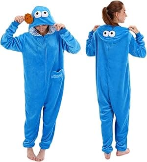 COSUSKETSnug Fit Unisex Adult Onesie Pajamas, Flannel Cosplay Cartton One Piece Halloween Costume Sleepwear Homewear