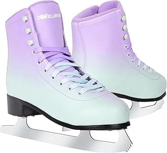 WELLWON Figure Ice Skates for Women Girls and Boys, Lace-Up Adult Figure Skate Ice Hockey Skates for Outdoor and Skating Rink, Figure Ice Skate Shoes Size 5 6 7 8 9 10 11 and Youth 2Y 3Y