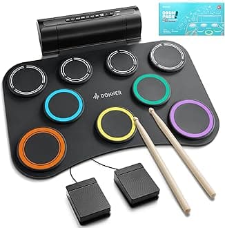 Donner Electronic Drum Pad, 9 Pads Electronic Drum Set Roll Up Quiet Drum Pad with Built-in Speaker, Kids Holiday & Birthday Gift Music Toy DED-20(SE)