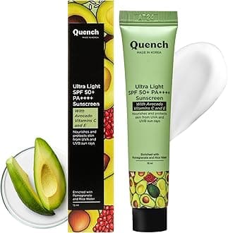 QUENCH BOTANICS Vitamin E Ultra Light SPF 50+ PA++++All Skin Sunscreen for Glowing Skin | Non-Greasy and Non-Sticky | No White Cast | UVA & UVB Protection | Made in Korea | For Unisex (MINI - 15ml)