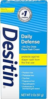Daily Defense Baby Diaper Rash Cream with 13% Zinc Oxide Barrier Cream to Treat, Relieve & Prevent diaper rash, Hypoallergenic, Dye-, Phthalate- & Paraben-Free, Travel Size, 2 oz