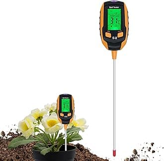 Mcbazel Soil Meter, 5-in-1 Digital Plant Soil Moisture Meter with PH/Temperature/Moisture/Light/Environment Humidity for Gardening, Lawn, Farming and Outdoor Plants -S2