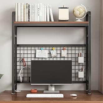 1/2-Layer Desktop Bookshelf Organizer, Iron Computer Desk Top Shelves, College Dorm Desk Hutch, Storage Shelves For Dorm Home Office(Black,75 * 20 * 98cm-1 layer)
