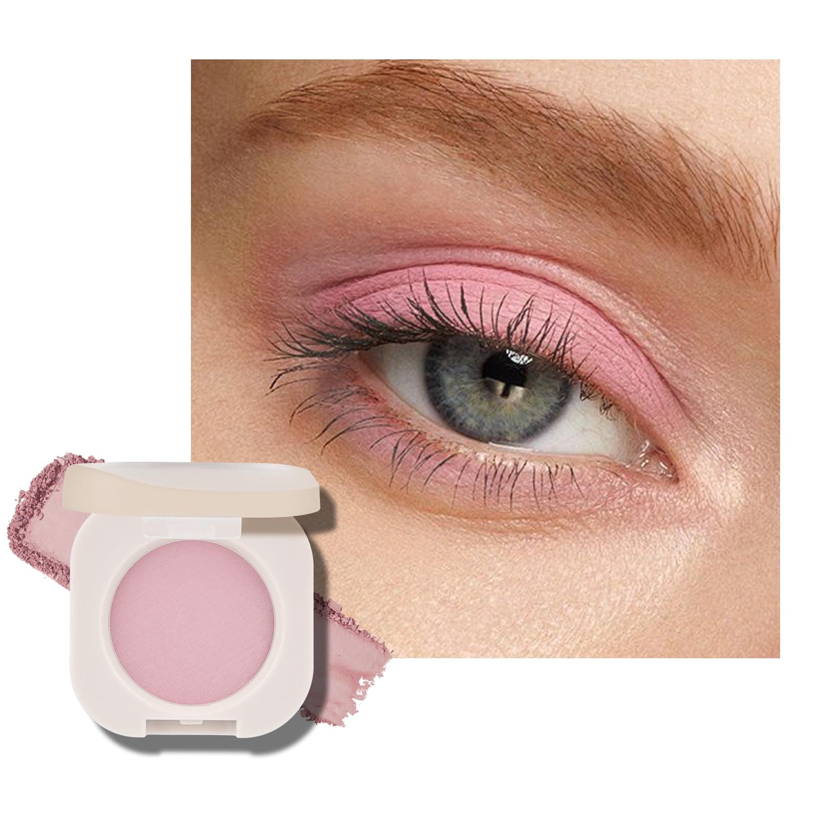 Pink Matte Eyeshadow Single, Multiuse Eyeshadow for Eyes and Cheeks, Buildable Matte Color Mini Eyes Makeup, Ultra-fine Lightweight, Crease-proof High Pigmented Formula, Half Pink