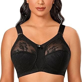 Ayigedu Ladies Plus Size Bra Minimiser Lace Full Coverage Firm Hold Non Padded Non Wired