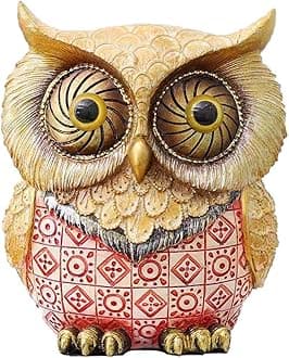 Owl Statue for Home Decor Accents Owl Figurine Decor for Shelf Bookshelf Living Room Bedroom Office Table Desk Mantle TV Stand Boho Decoration Modern Sculptures Animal Owls Gift for Bird Lover