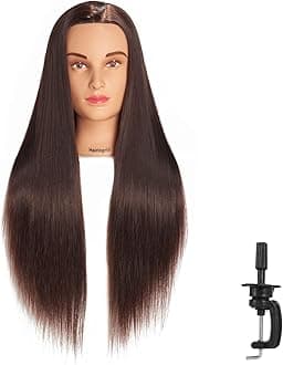 Hairingrid 26"-28" Mannequin Head Hair Styling Training Head Manikin Cosmetology Doll Synthetic Fiber Hair and Free Clamp Holder