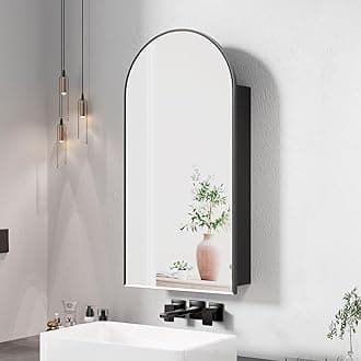 Arched Bathroom Mirror Cabinets,Black Bathroom Cabinets with Mirror,Mirrored Cabinet Wall Mounted,Metal Framed Bathroom Wall Cabinets,40x80 cm