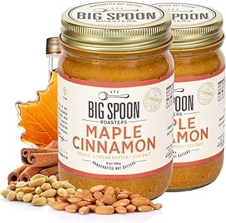 Maple Cinnamon Peanut & Pecan Butter - Low Sugar Peanut Butter - Creamy Peanut Butter w/Maple Syrup, Organic Peanuts & Pecans - Keto, Vegan, Palm Free Maple Nut Butter - 26 Ounces