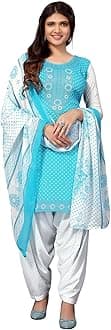 Readymade Indian Punjabi Style Crepe Patiala Salwar Suit with Dupatta for Women