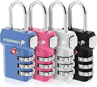 TSA Accepted Luggage Locks, (4 Pack) Open Alert Indicator 3 Digit Combination Padlock Codes with Alloy Body and Release Button for Travel Bag, Suit Case & Luggage - Black, Blue, Pink, Silver