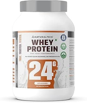 NATURALTEIN Natural Whey Max Protein – 24g Protein per Serving | Pure Unflavoured | Naturally Formulated | No Added Sugar | Non-GMO | Soy-Free & Gluten-Free | Smooth Mixability & Easy Digestion | 1 kg