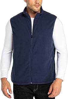 33,000ft Men's Fleece Gilets Lightweight Sleeveless Jacket Vest Windproof Bodywarmer Outerwear Golf Gilet With Zip Pockets for Hiking Cycling Running