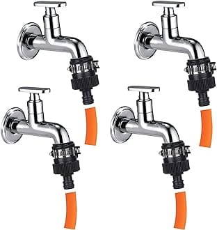Garbnoire Heavy Duty Hose Pipe Fitting Standard Size 1/2 Inch Tap Connector for Garden Water Pipe&Car,Bike Washing Accessories|Universal Adjustable Adapter Suitable Connecting Hose Pipe(Pack of 4)