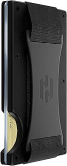 HayvenhurstWallet For Men - Reinvented Design Men's Wallet - Slim, Minimalistic & Seamless Card Case, Blocks RFID Scanners, Holds 12 Cards, Black, Small, Cash Strap