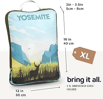 TRIPPED Travel Gear Packing Cubes for Travel-Extra Large Luggage Organizers 7 Piece Set-Ultralight, Expandable/Compression Bags for Clothes (National Parks)