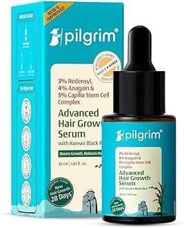 Pilgrim Redensyl 3% + Anagain 4% + Baicapil Advanced Hair Growth Serum (30ml) for Scalp with Korean Black Rice & Rosemary | Control Hair Fall, Stimulate Hair Regrowth, Increase Hair Density
