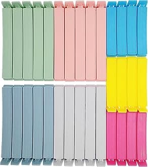 Yarall 32 PCS Plastic Chip Clips for Food Packages, Curved Design Sealing Bag Clips for Food, Kitchen and Home, 2 Sizes(4.3inch x 20, 3.1inch x 12)