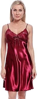 BellisMiraSexy Slip Satin Nightwear Lace Cami Padded/Unpadded Flower Pajamas V-Neck Sleepwear Floral Silk Nighty for Women